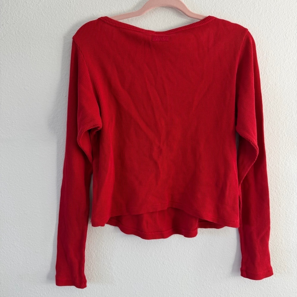SKIMS Women’s Sleep Red Ribbed Henley and Shorts Pajama Set Size 2X NWT - Picture 4 of 7